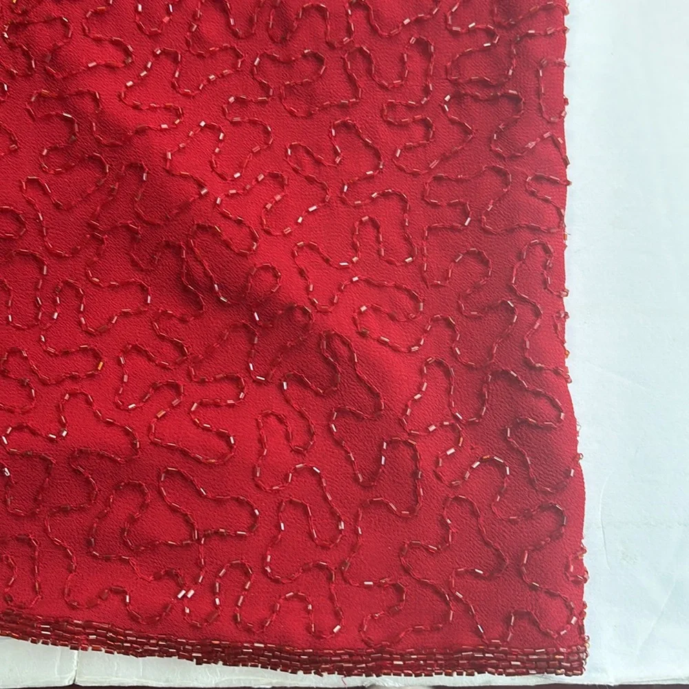 Vintage J Kara 90 2000 Beaded Short Gown Dress Flapper Red Medium y2k Nordstrom - Picture 9 of 17